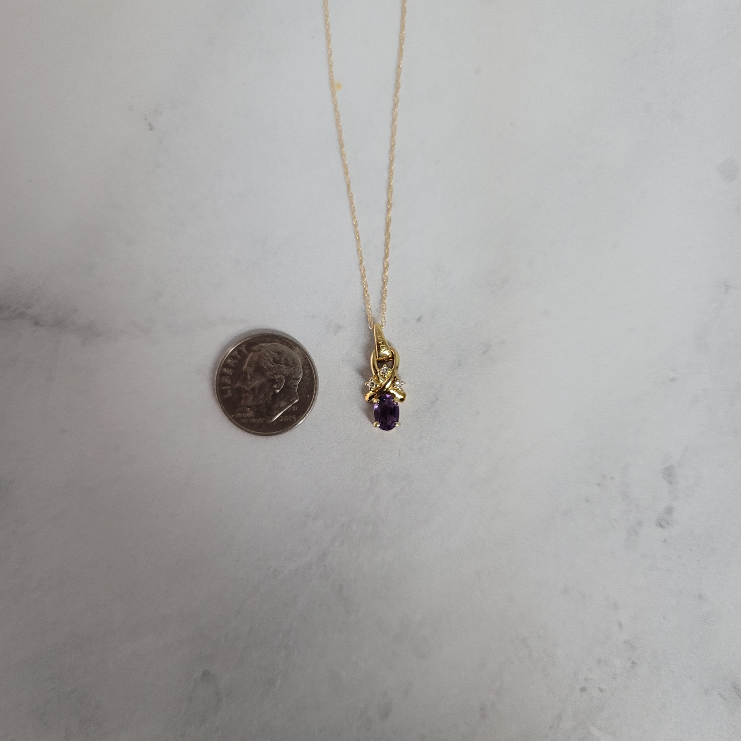 Oval Vintage Amethyst Pendant 14k Yellow Gold