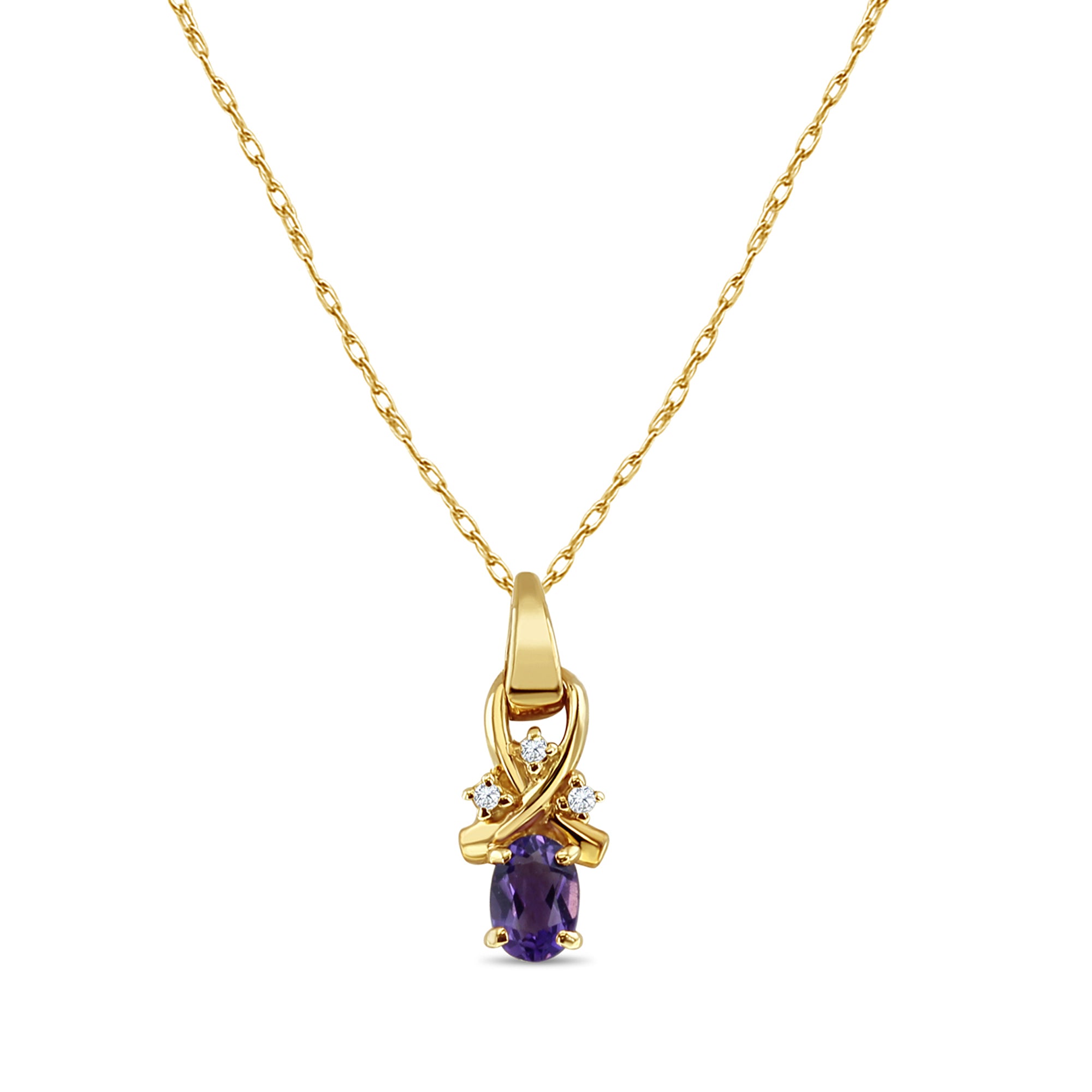 Oval Vintage Amethyst Pendant 14k Yellow Gold