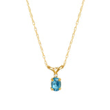 Solitaire Oval Blue Topaz with one small diamond .25cttw 14k Yellow Gold