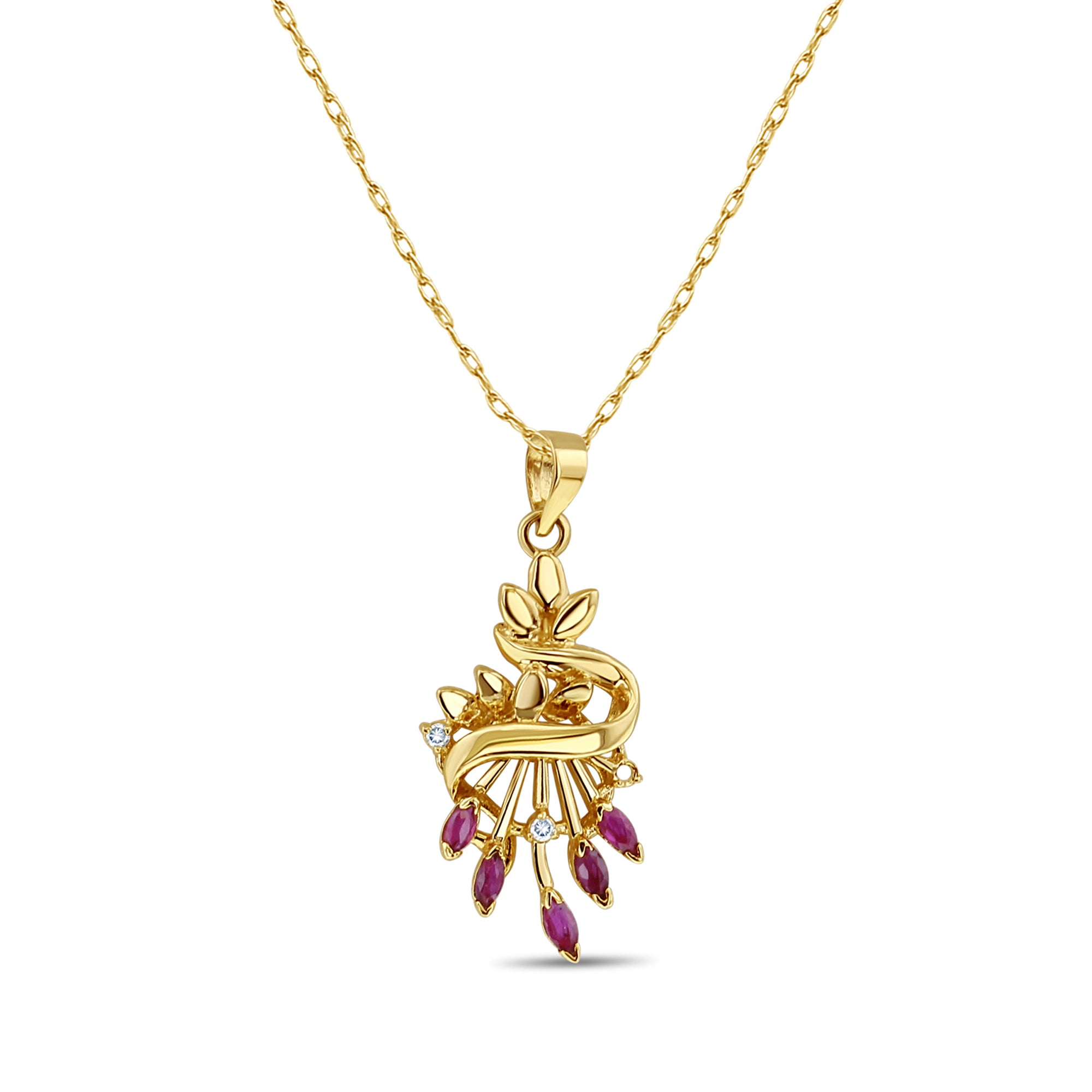 Marquise Ruby Necklace .50cttw 14k Yellow Gold