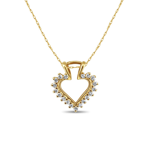 Heart Shaped Diamond cutout Necklace .25cttw 14k Yellow Gold