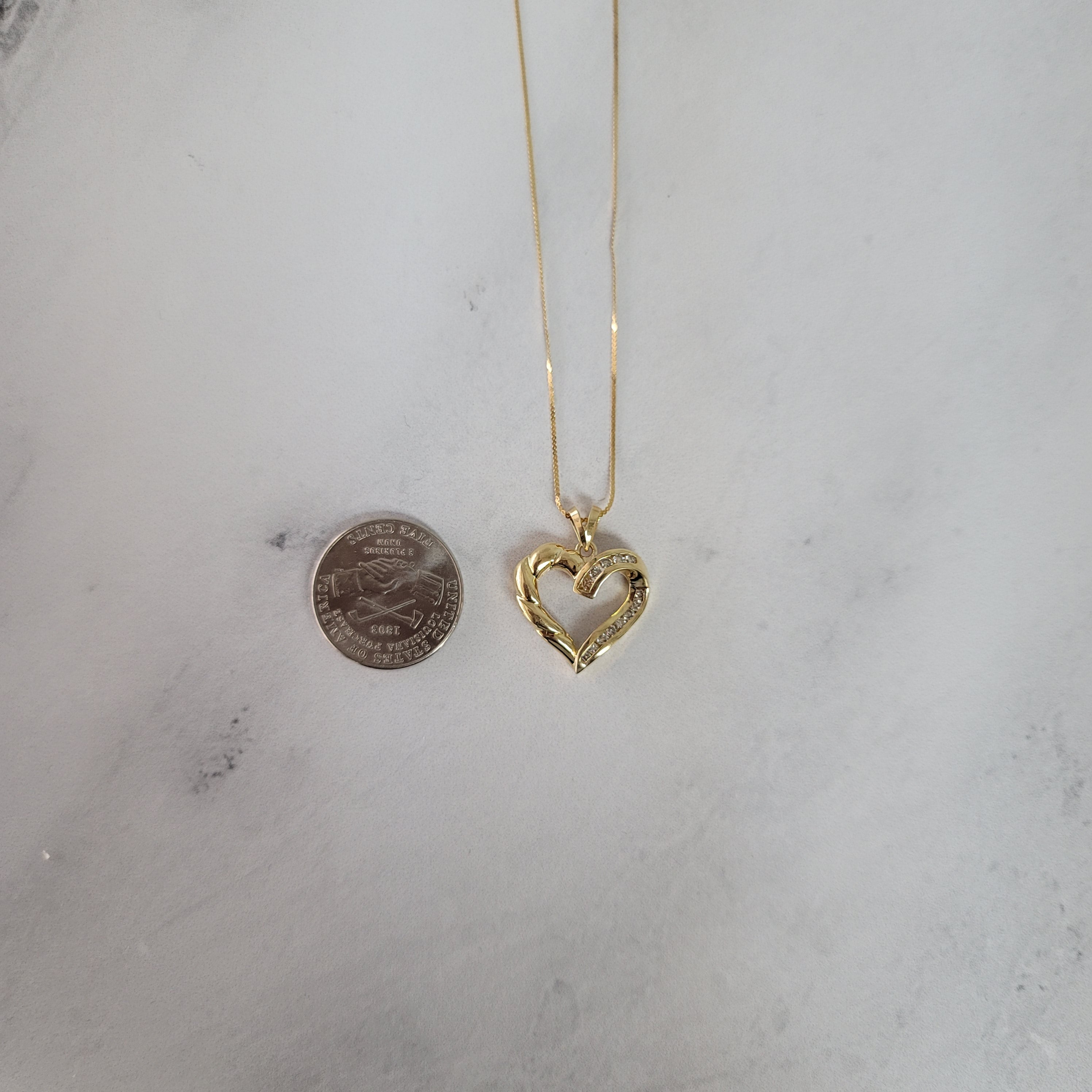 Twisted Diamond Heart Necklace .25cttw - 14k Yellow Gold