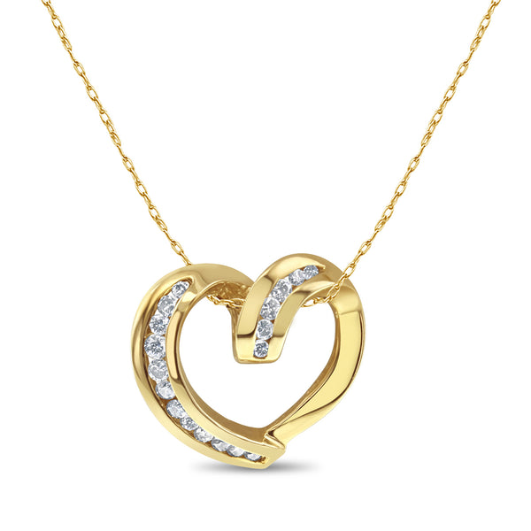 Half Carat Diamond Channel Set Necklace 14k Yellow Gold