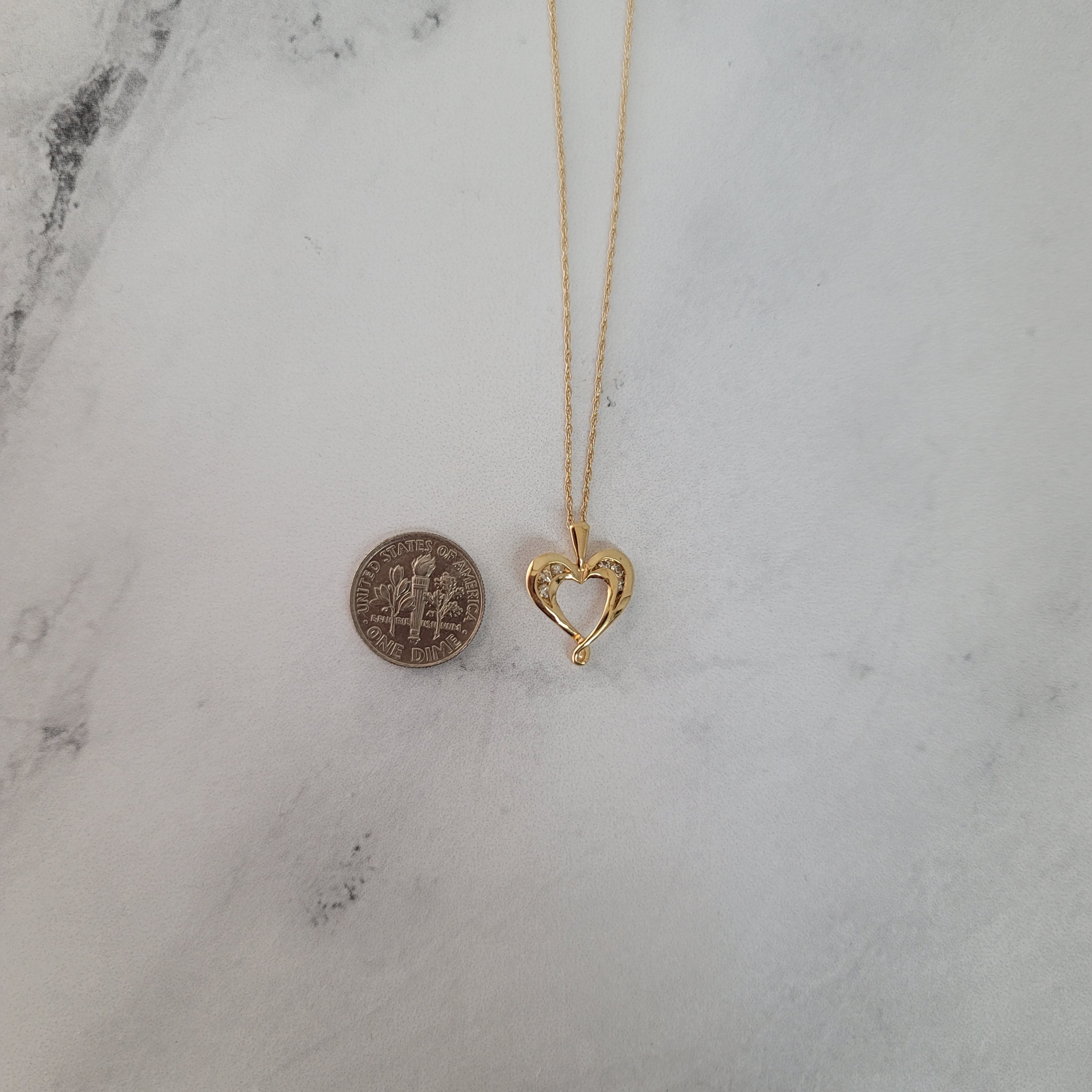 Small Diamond Heart Shaped Necklace .13cttw 14k Yellow Gold