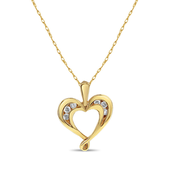 Small Diamond Heart Shaped Necklace .13cttw 14k Yellow Gold