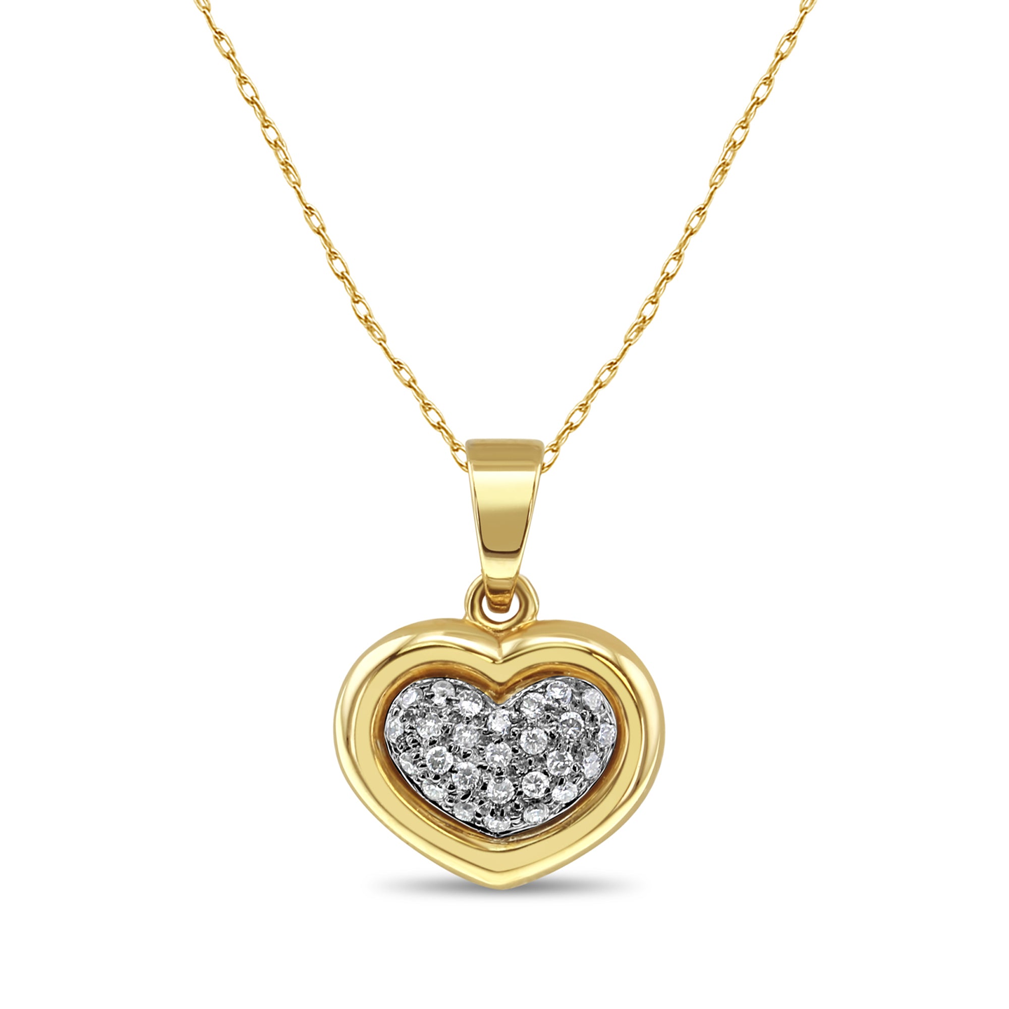 Heart Shaped Diamond Pave Necklace .50cttw 14k Two-Toned Gold