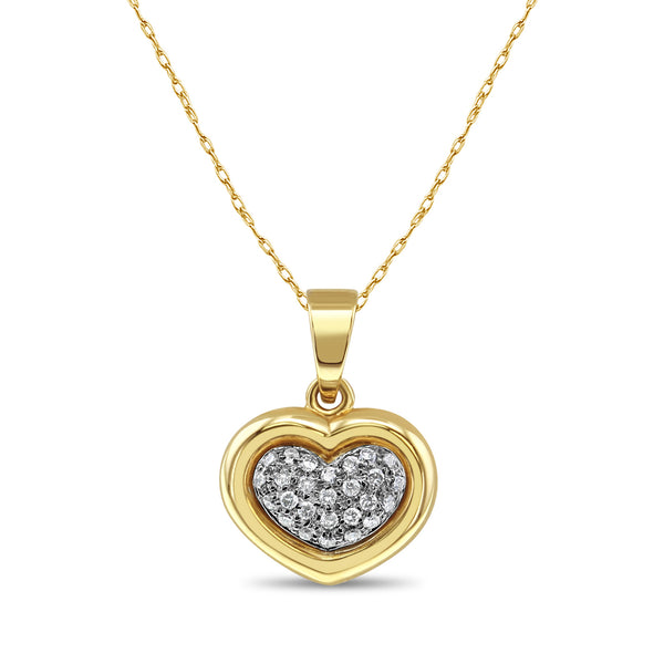 Heart Shaped Diamond Pave Necklace .50cttw 14k Two-Toned Gold