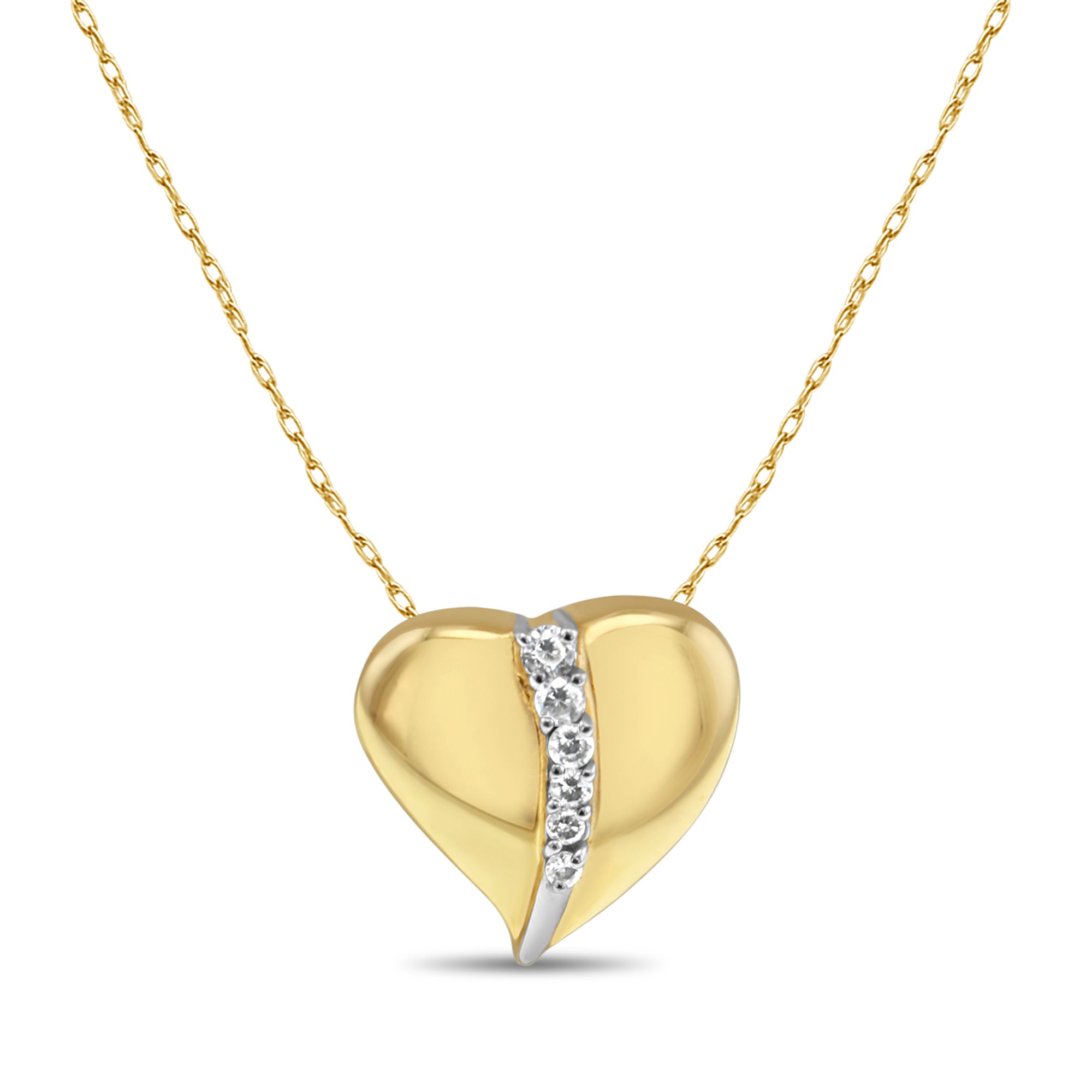 Collar de diamantes en forma de corazón con burbujas, 0,20 ct en oro amarillo de 14 k