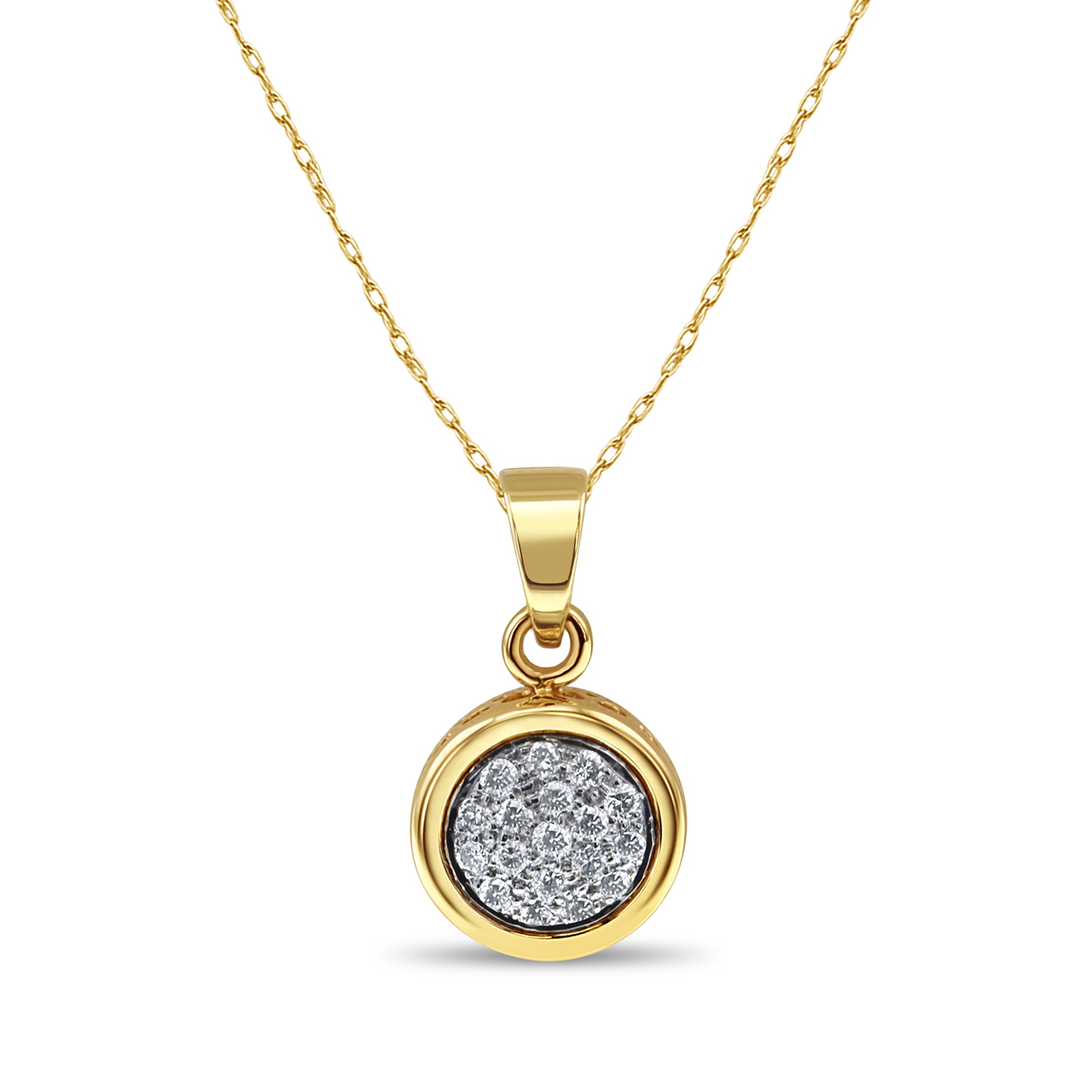 Collar circular con pavé de diamantes de medio quilate en oro amarillo de 14 k