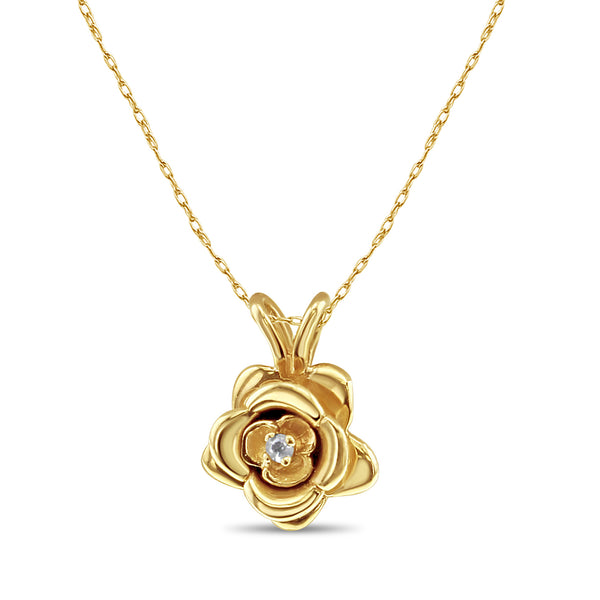 Rose Diamond Necklace 14k Yellow Gold