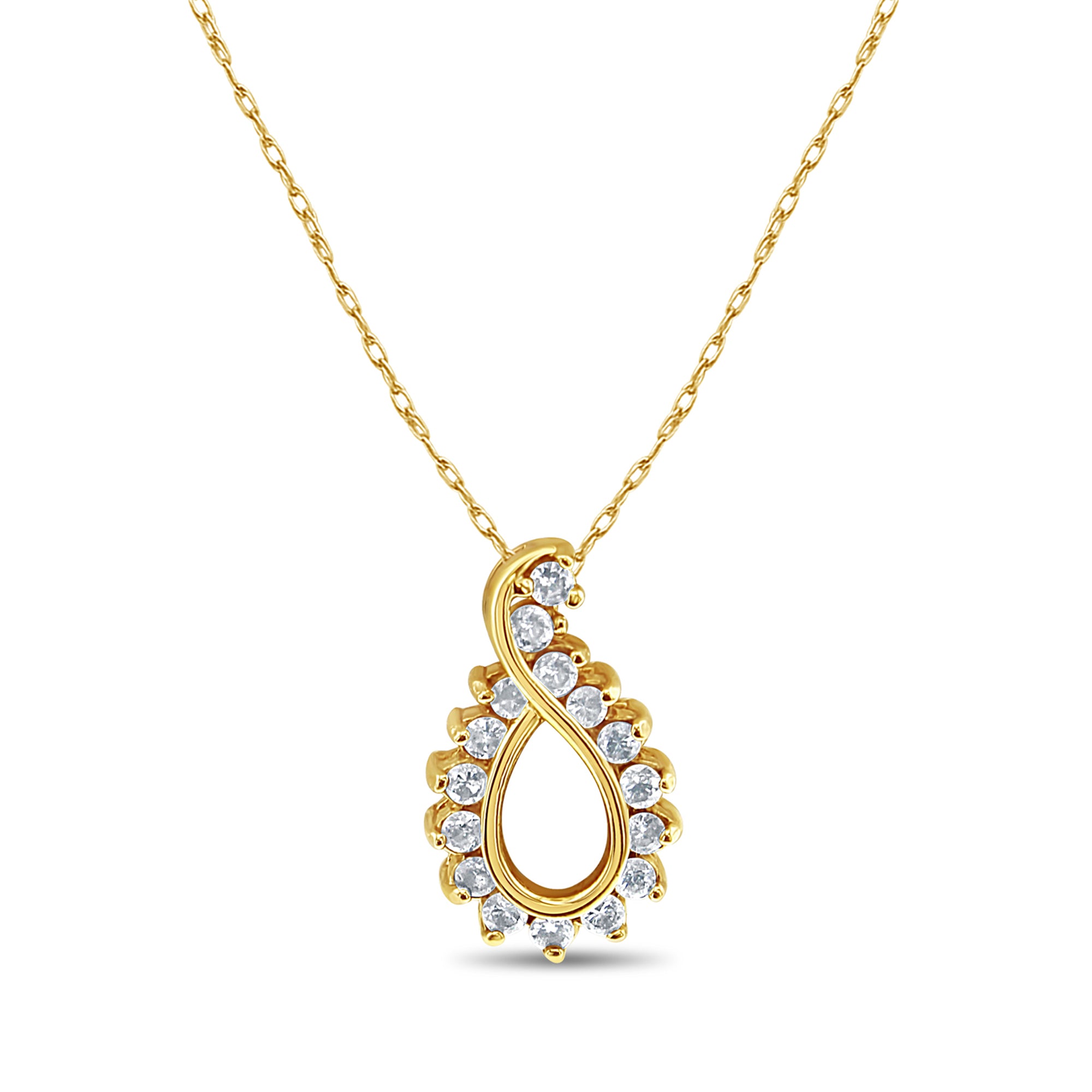 Collier en forme de larme de diamants 0,33 carat en or jaune 14 carats