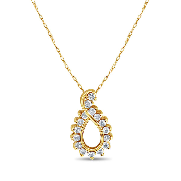 Diamond Teardrop Necklace .33cttw 14k Yellow Gold