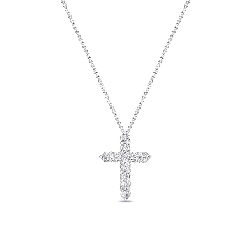 1 Carat  Diamond Cross Necklace 14k White Gold