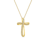 Channel Set Diamond Cross Necklace .75cttw 14k Yellow Gold
