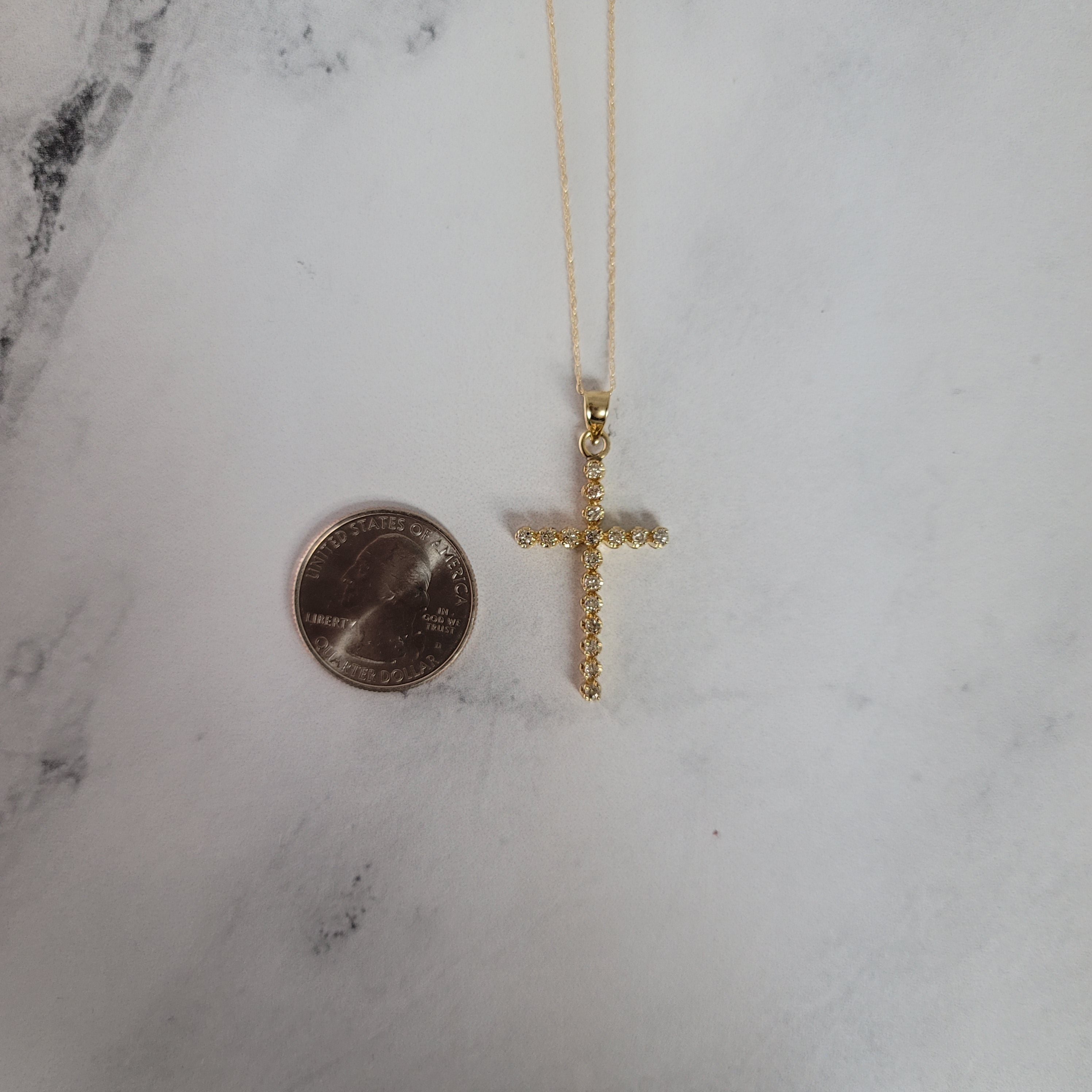 Diamond Cross Necklace .50cttw 14k Yellow Gold