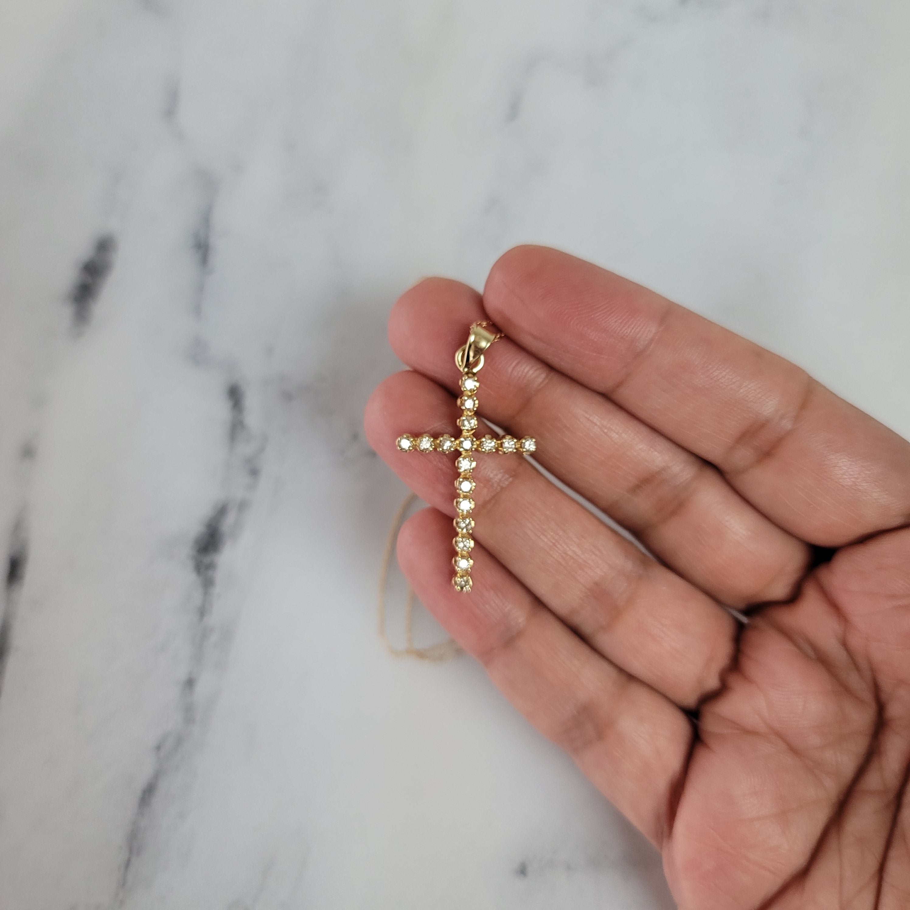 Diamond Cross Necklace .50cttw 14k Yellow Gold