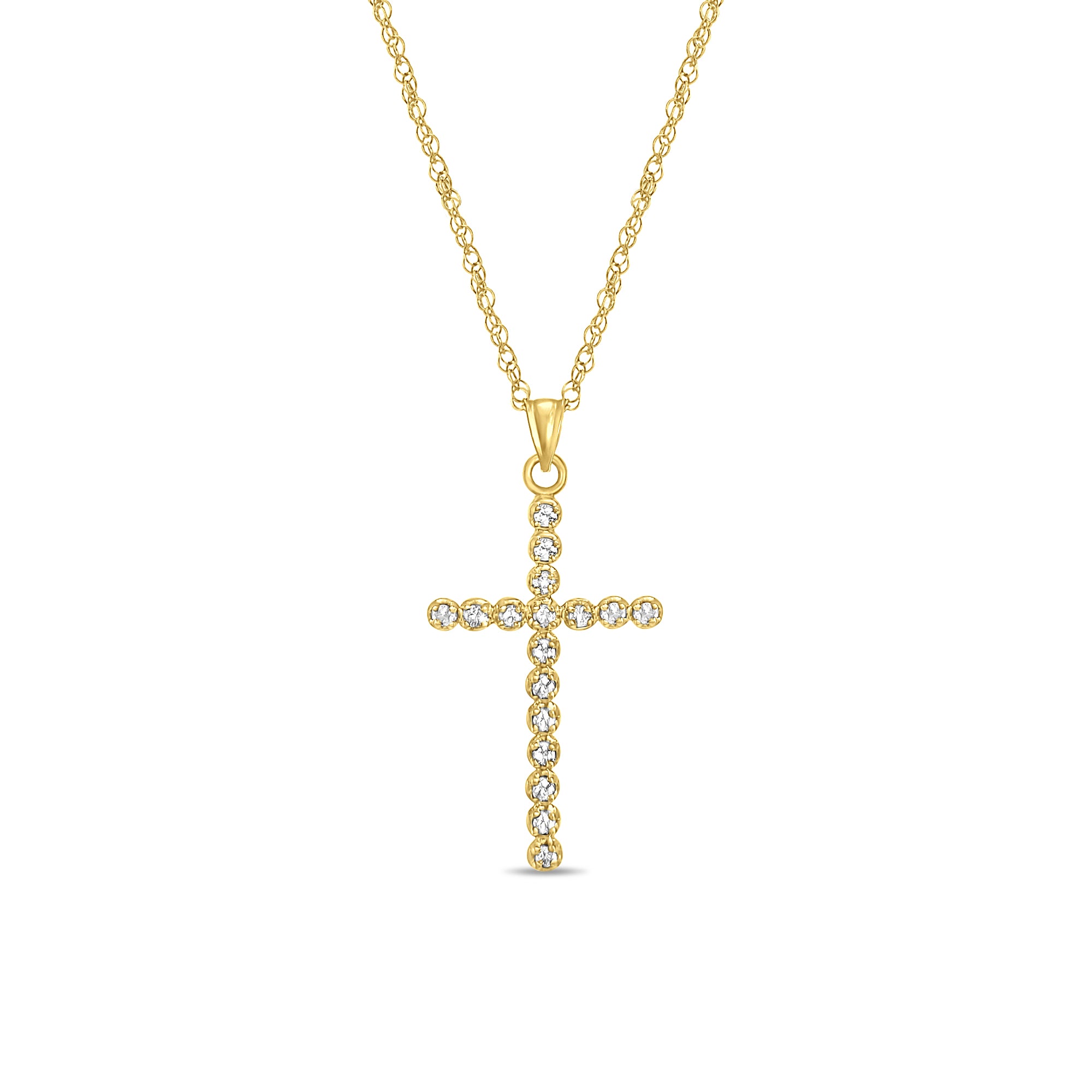 Collier croix en or jaune 14 carats avec diamants d'un demi-carat