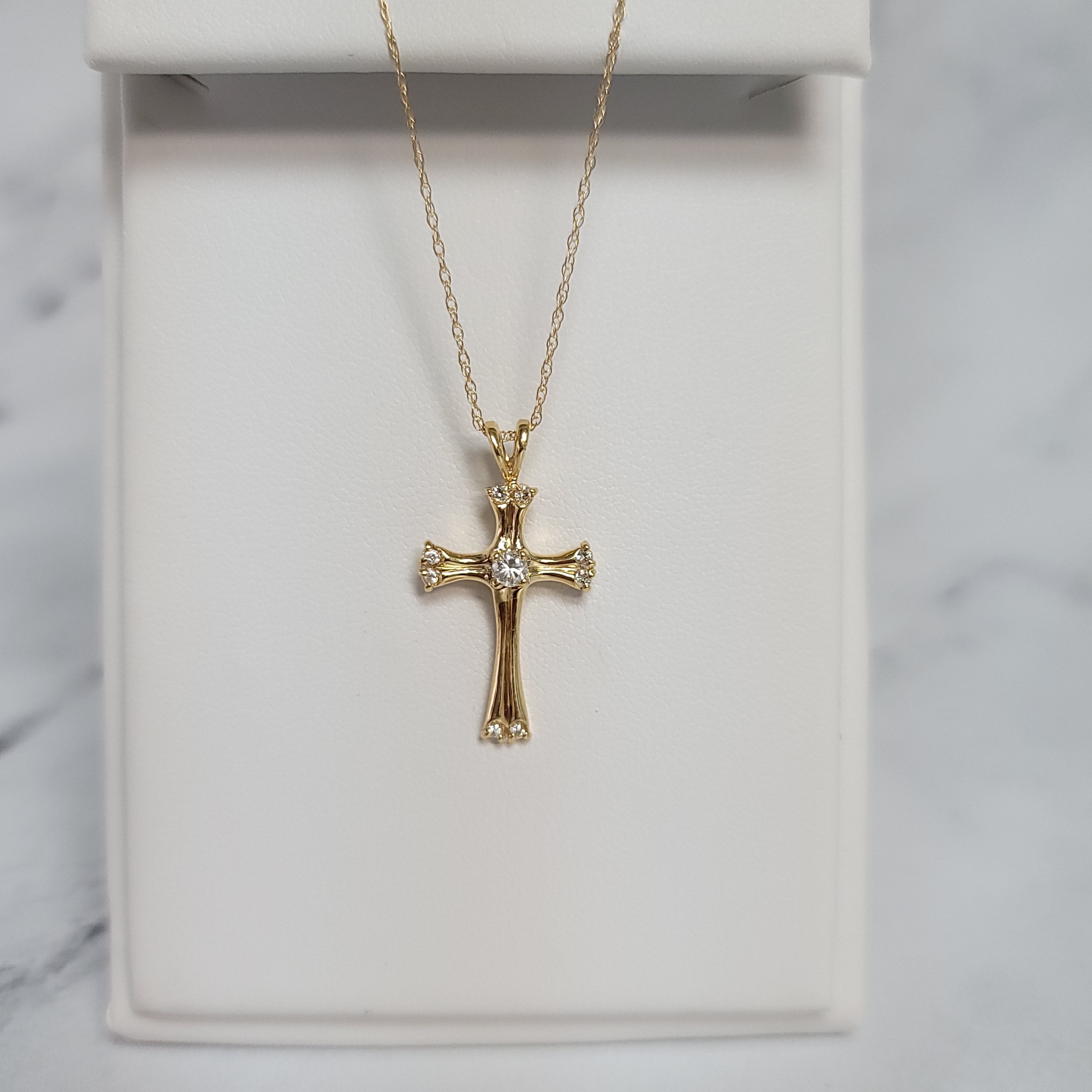 Celtic Irish Style Diamond Cross .15cttw 14k Yellow Gold