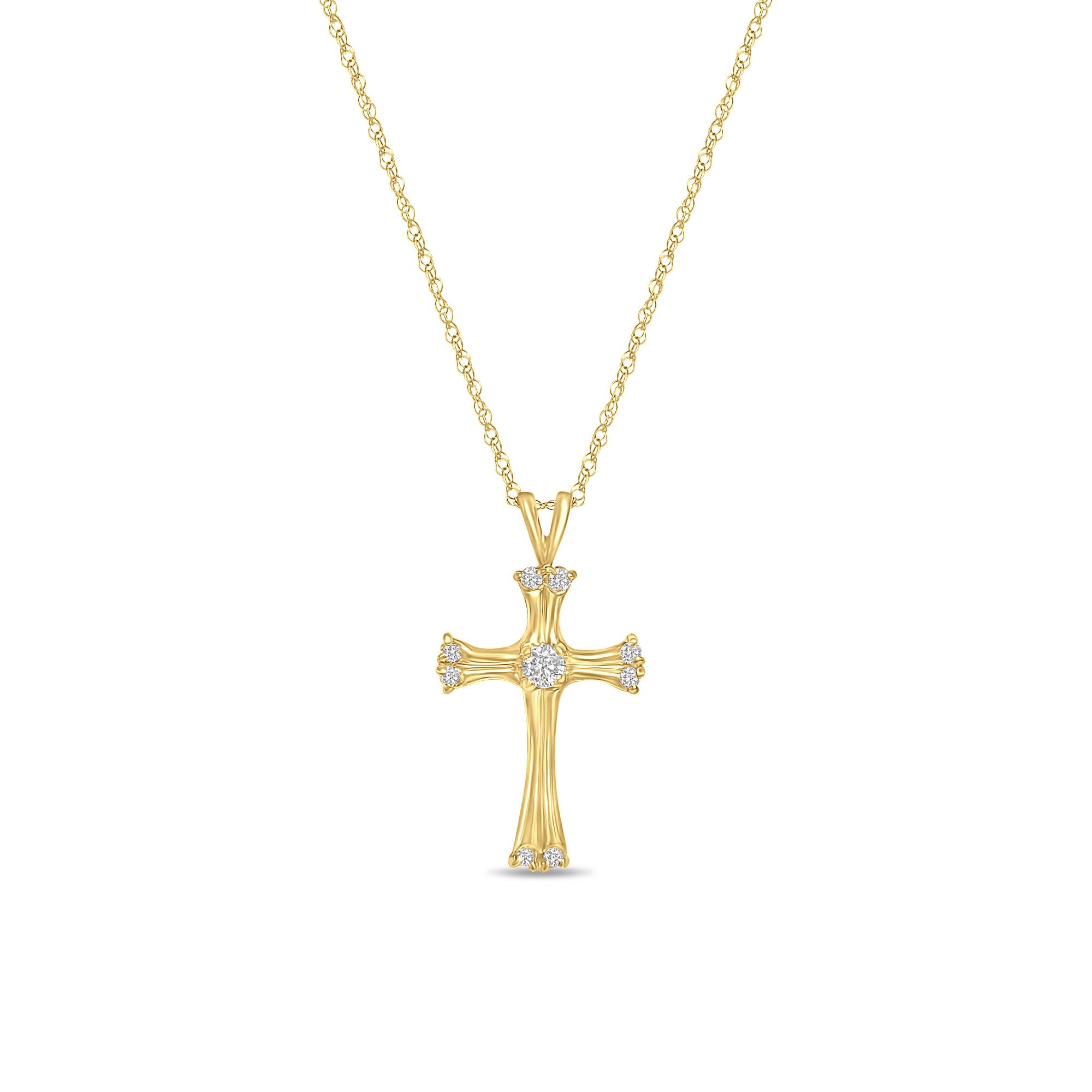 Cruz de diamantes de estilo celta irlandés de 0,15 ct en oro amarillo de 14 k