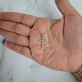 Two-Toned Diamond Cross Necklace .33cttw 14k Two-Toned Gold
