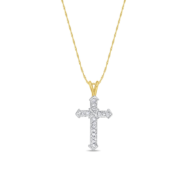 Diamond Cross Necklace .33cttw 14k Two-Toned Gold