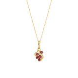 Ruby Cluster Necklace .75cttw 14k Yellow Gold
