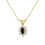 Marquise Sapphire with Diamond Halo .75cttw 14k Yellow Gold