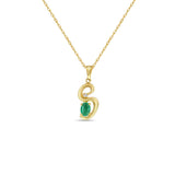 S Initial Emerald Necklace 1 Carat Emerald 14k Yellow Gold