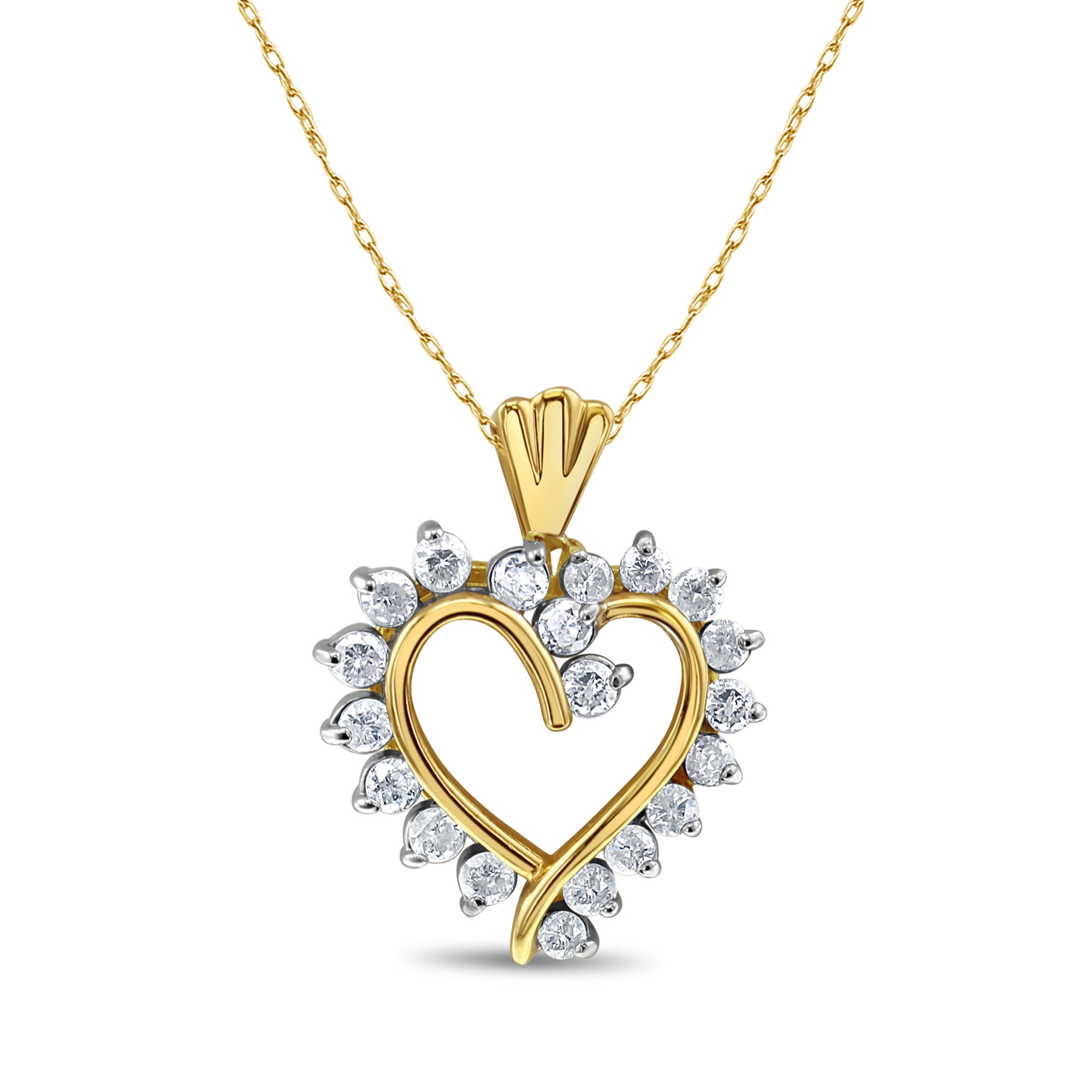 Collar con forma de corazón de diamantes de 1,33 ct en oro amarillo de 14 k