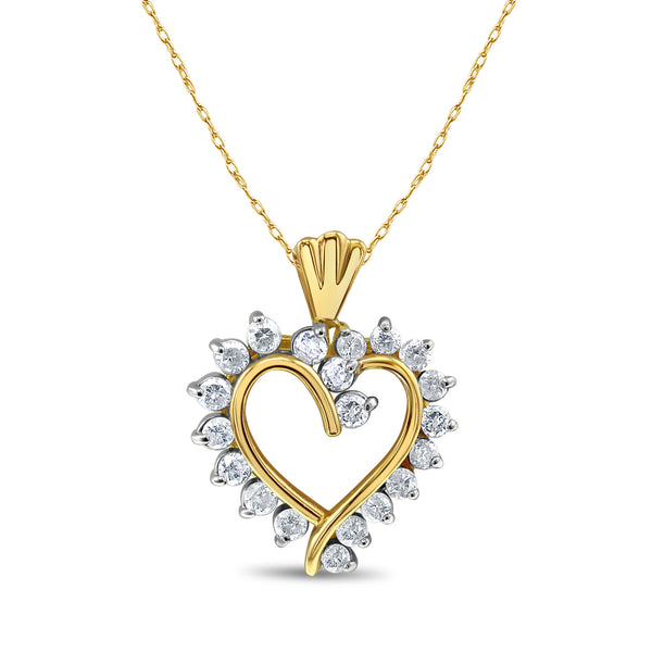 Diamond Heart Shaped Necklace 1.33cttw 14k Yellow Gold