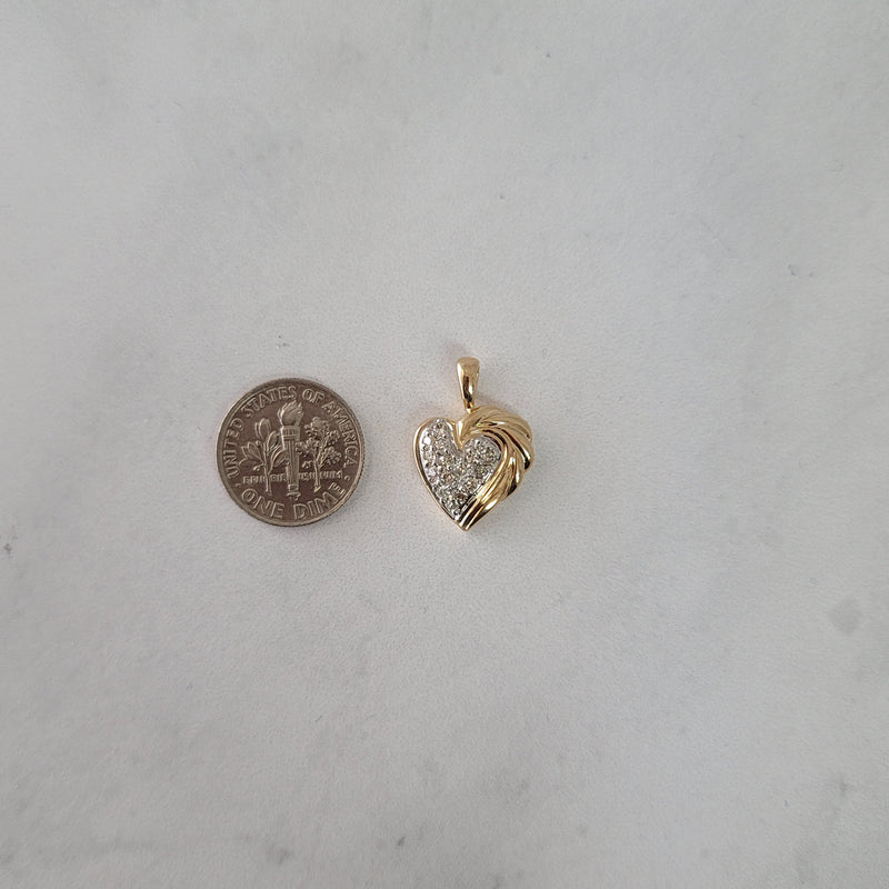 Quarter Carat Diamond Pave Heart Necklace .25cttw 10k Two-Toned Gold