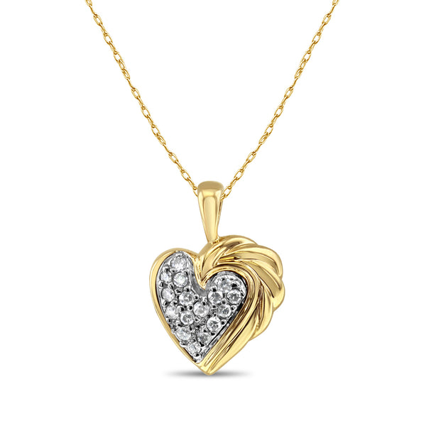 Quarter Carat Diamond Pave Heart Necklace .25cttw 10k Two-Toned Gold