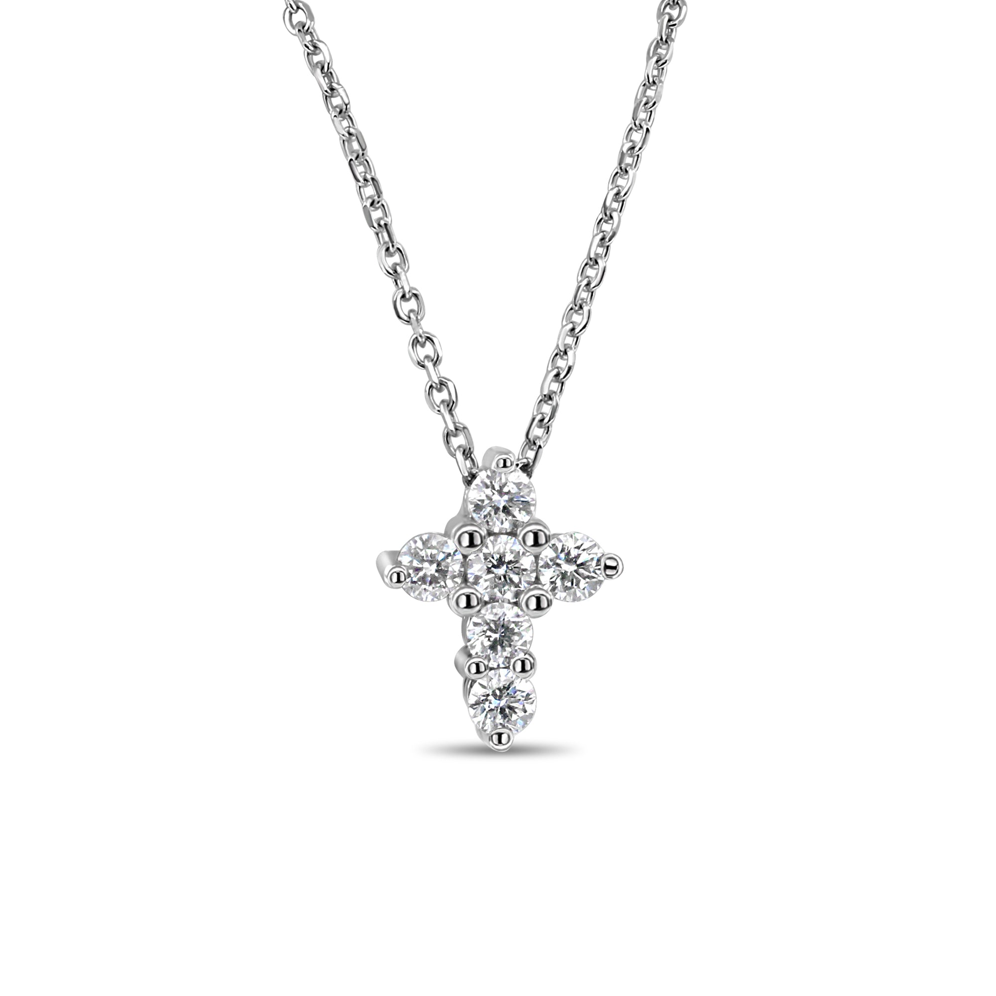 Dainty Small Diamond Necklace .92cttw 14k White Gold