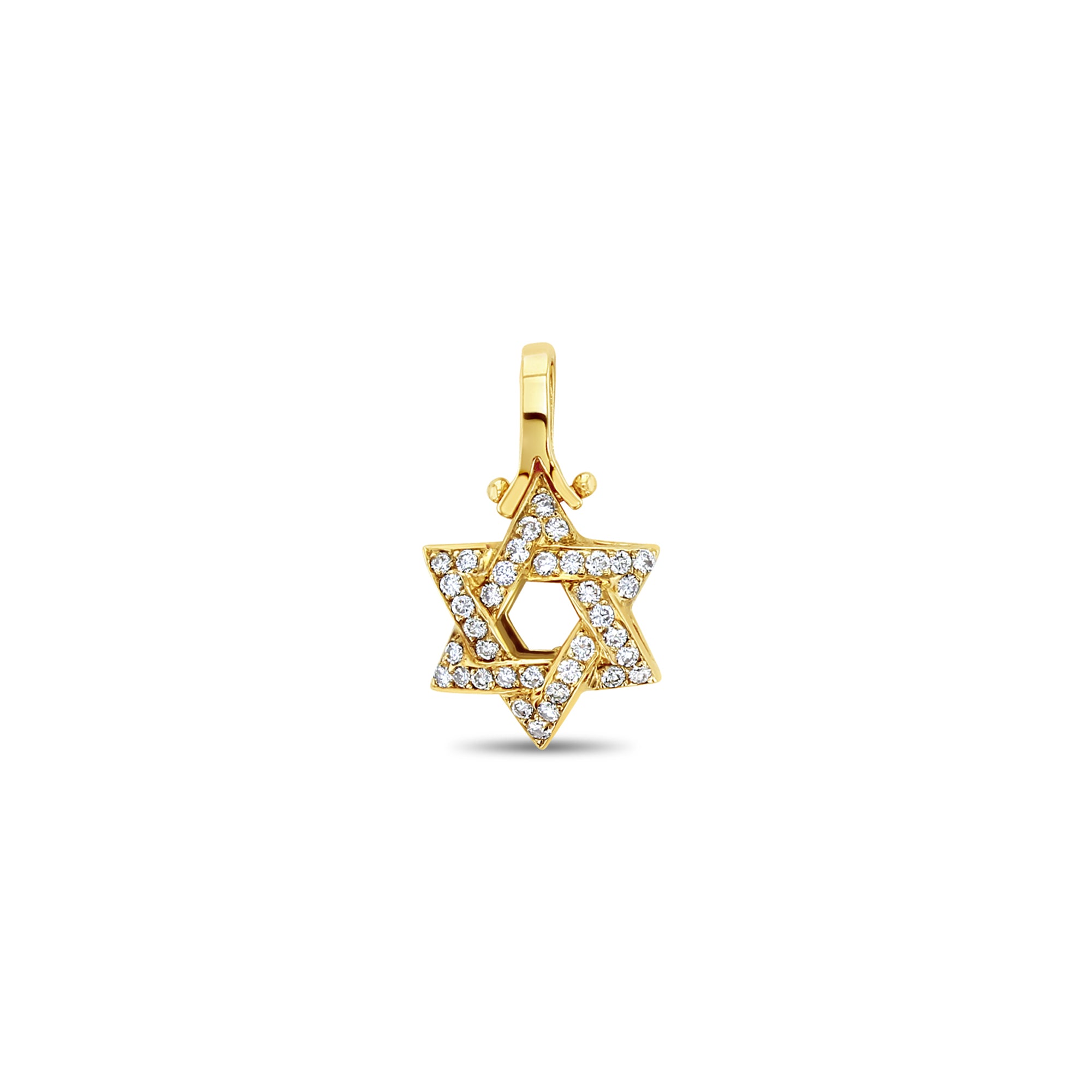 Colgante de diamantes con estrella de David judía de 0,68 ct en oro amarillo de 14 k