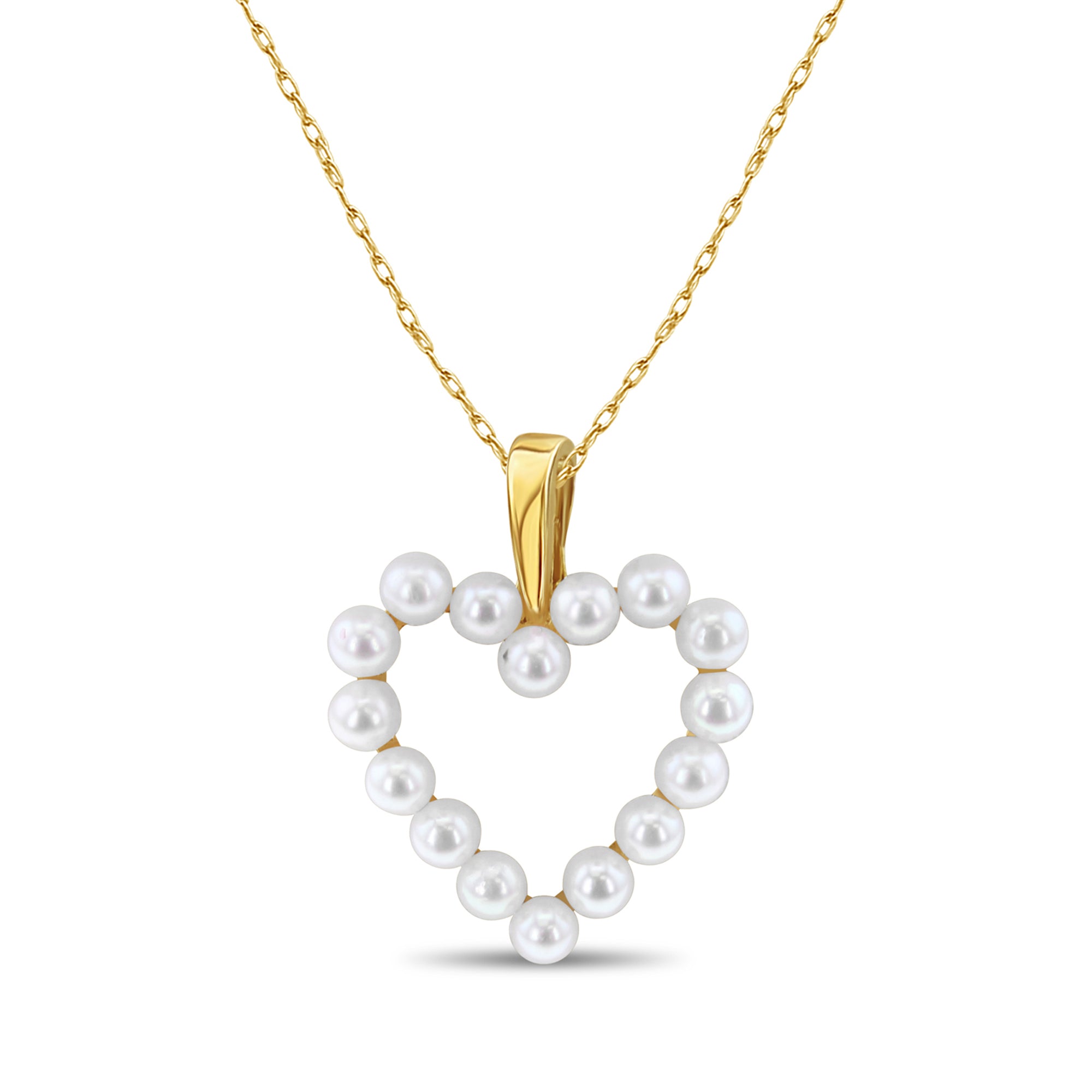 Colgante de perla en forma de corazón en oro amarillo de 14 k