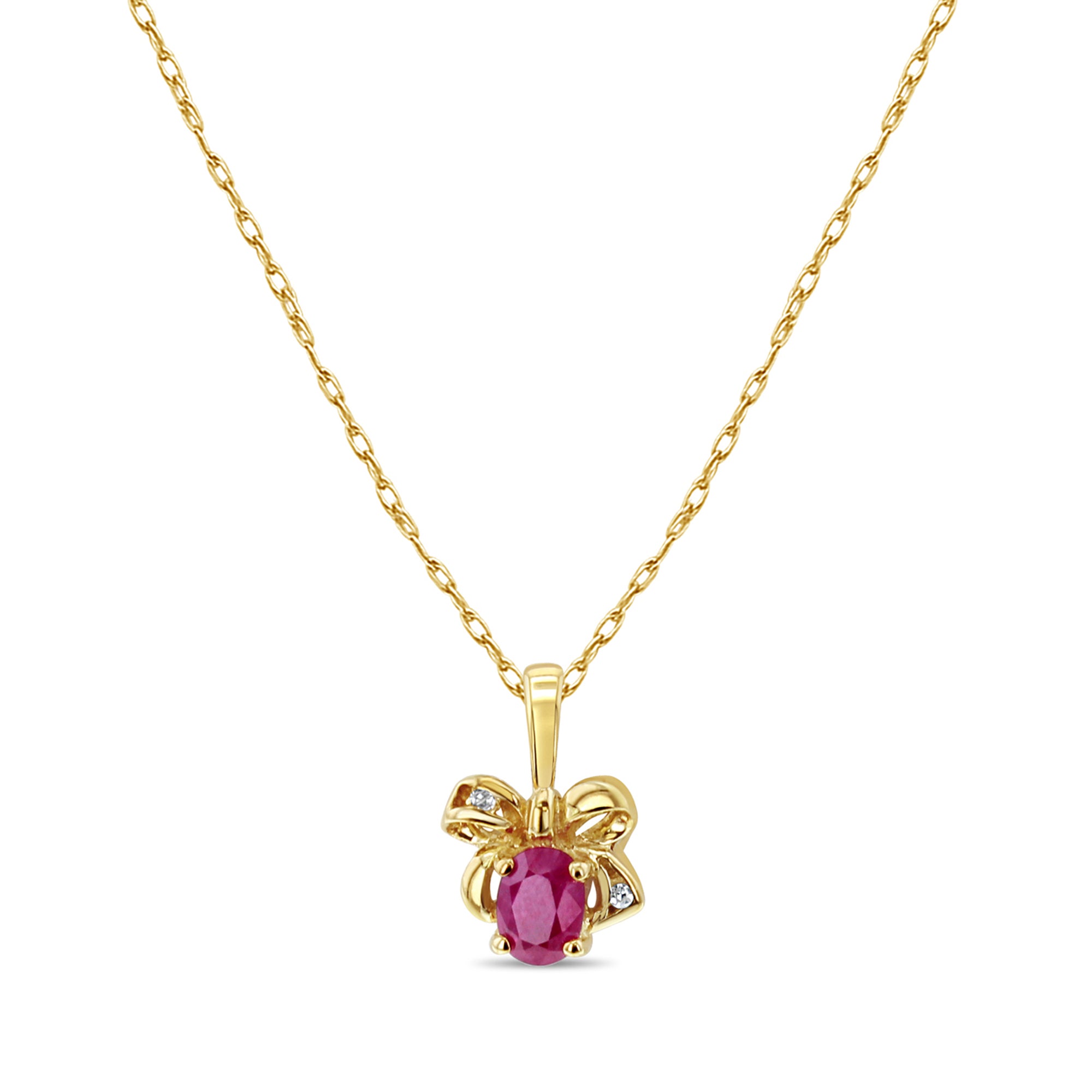 Oval Ruby Within A Ribbon Necklace 14k Yellow Gold