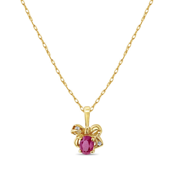 Oval Ruby Within A Ribbon Necklace 14k Yellow Gold