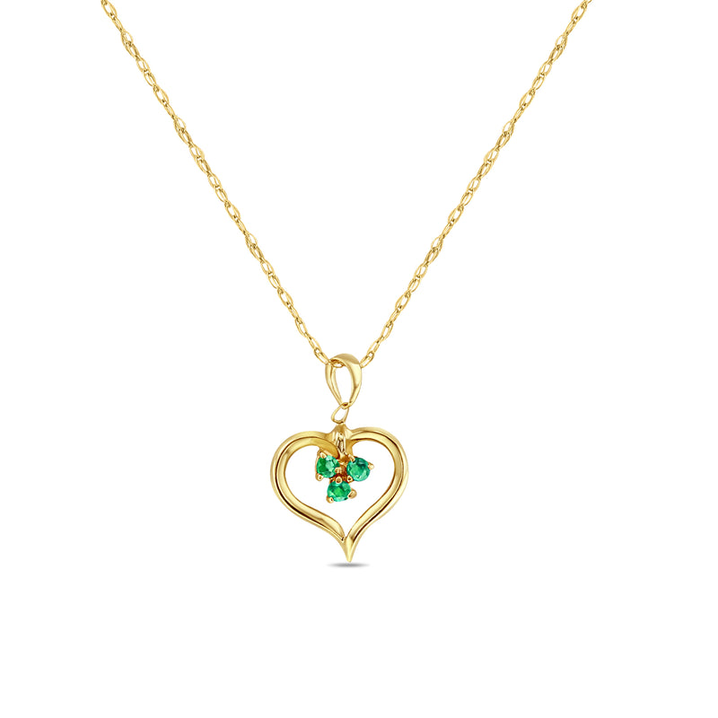 Heart Shaped Emerald Necklace 14k Yellow Gold