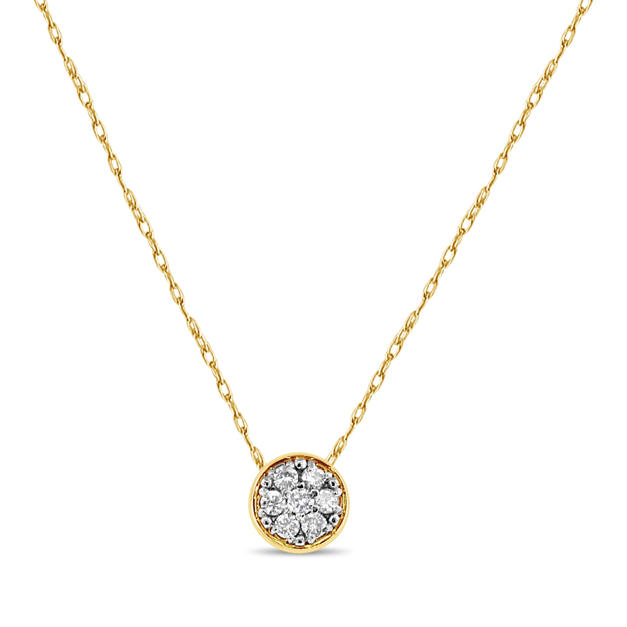 Bezel-Set Diamond Cluster Necklace