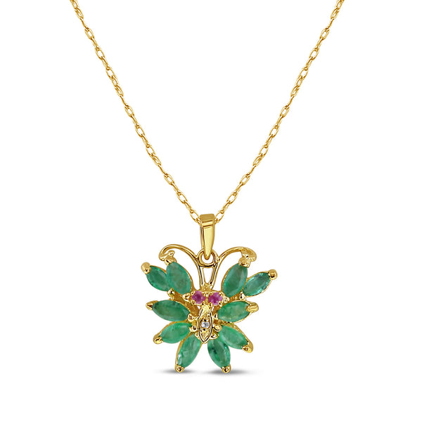 Butterfly Shaped Emerald & Ruby Necklace