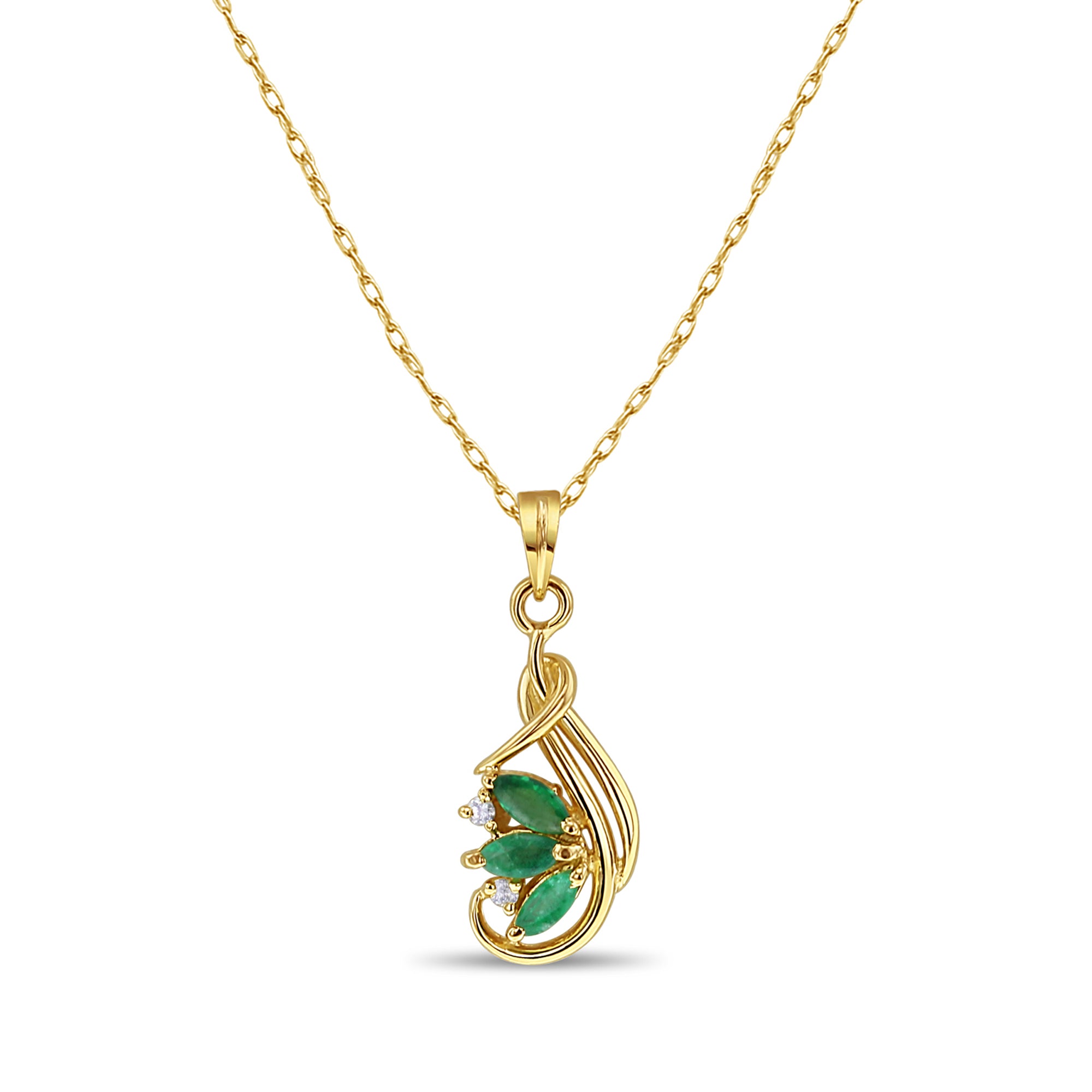 Marquise Emerald & Diamond  Necklace