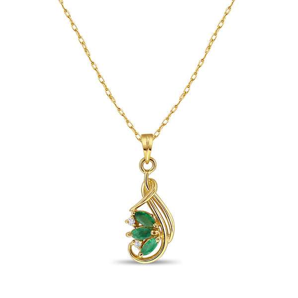 Marquise Emerald & Diamond  Necklace