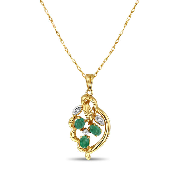 Oval Cluster Emerald with Diamond Accent Necklace