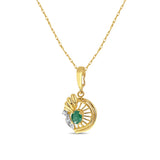 Oval Emerald in Seashell Design Necklace