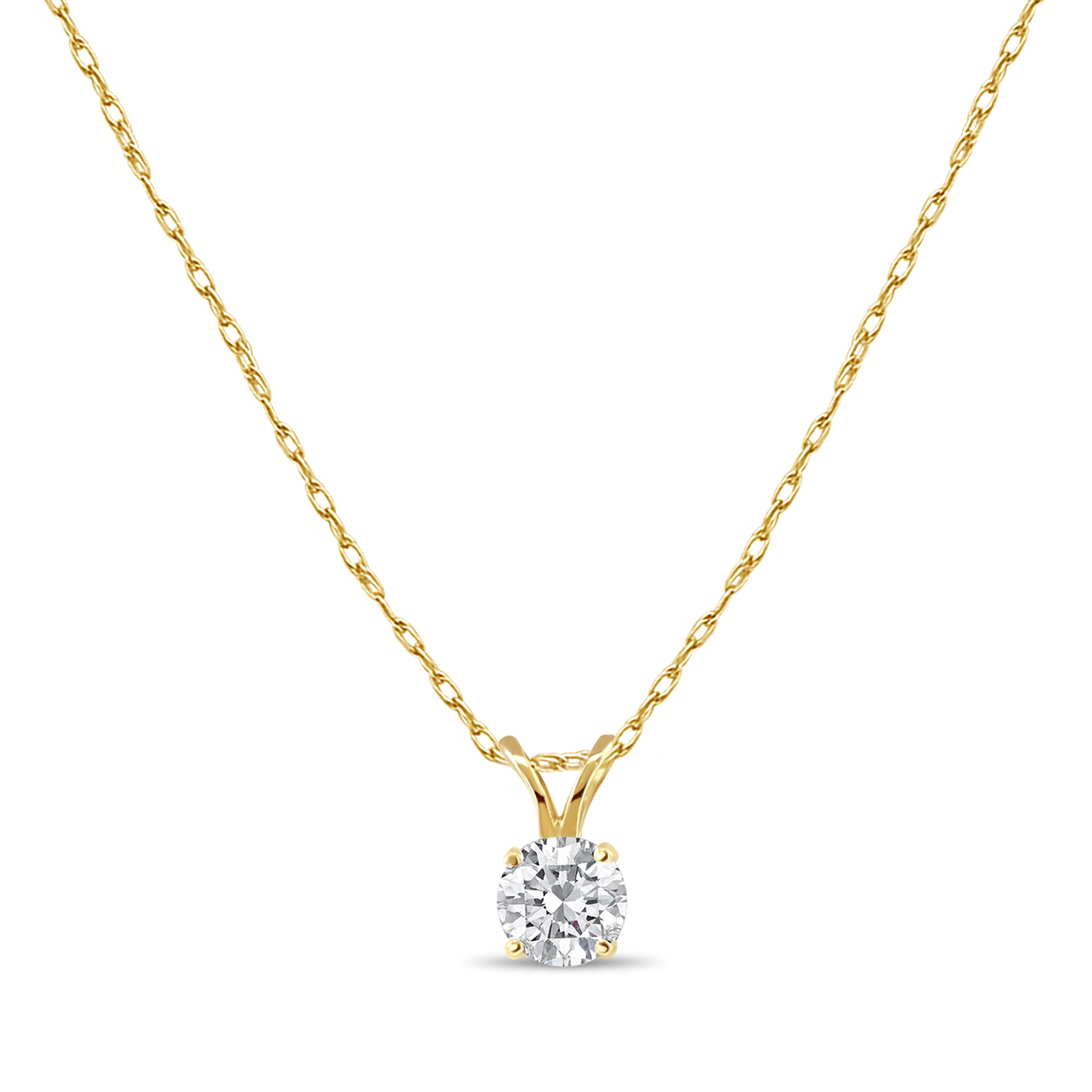 Collier en or jaune 14 carats avec diamant solitaire d'un demi-carat