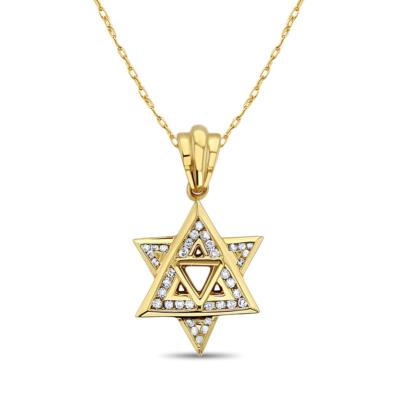 Half Carat Jewish Star Diamond Necklace