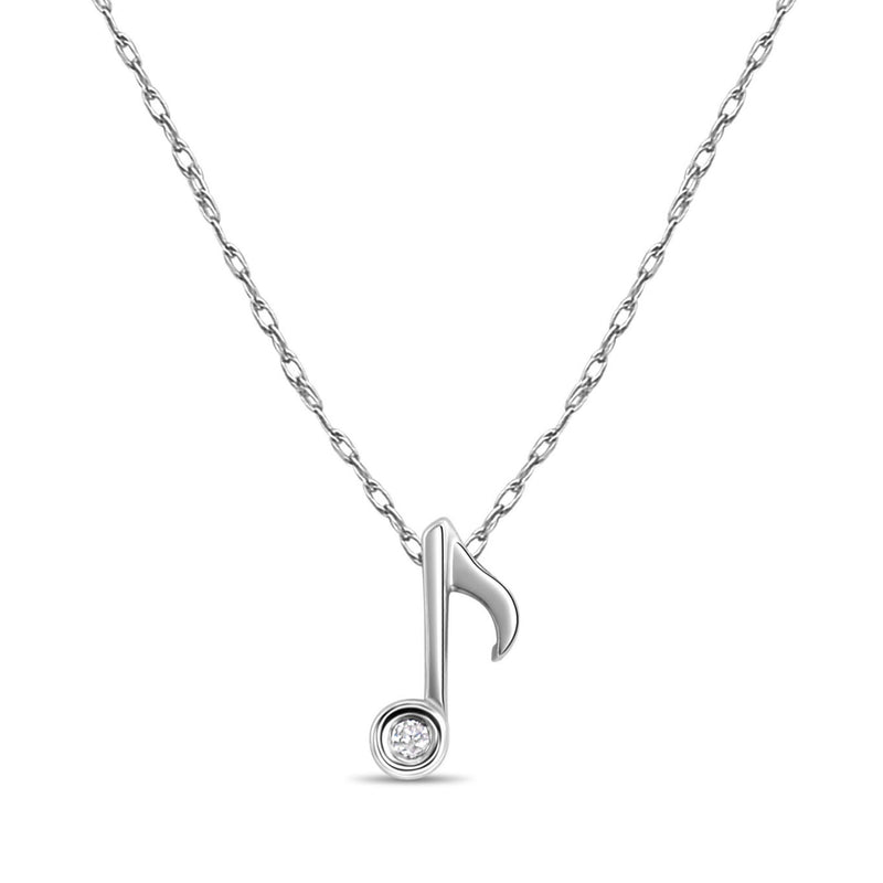 Satin Brushed Music Note Necklace