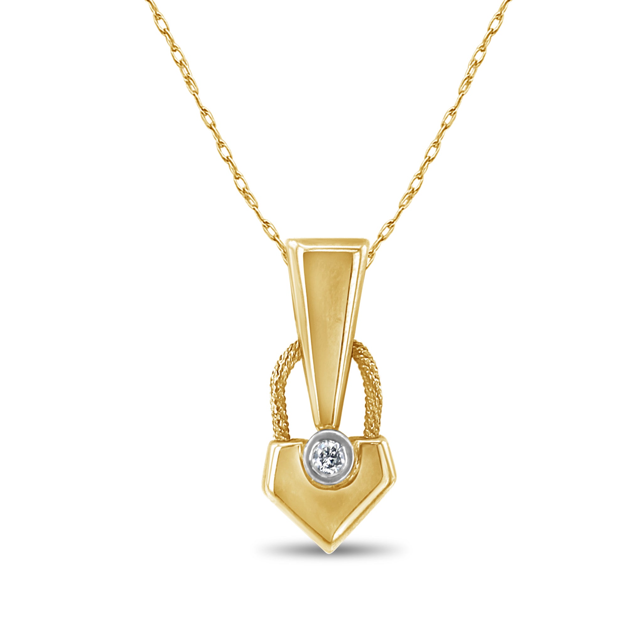 Lock Shaped Diamond Necklace .10cttw 14k Yellow Gold