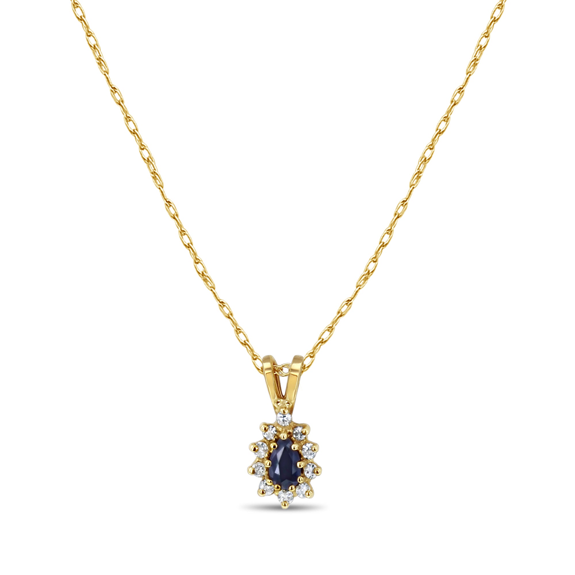 Half Carat Sapphire Diamond Halo Necklace