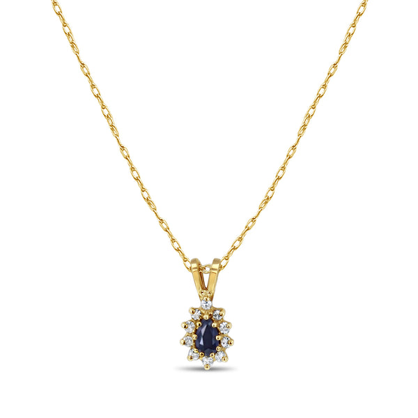 Half Carat Sapphire Diamond Halo Necklace